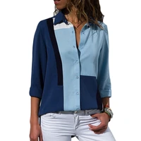 autumn long sleeve women blouse lapel button shirt ladies strips turn down collar top summer fashion collage solid color tshirt