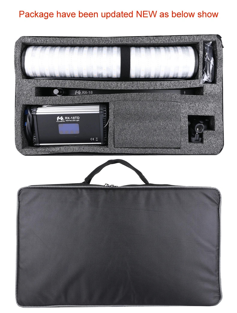 FalconEyes RX-18TD, 100 Вт, 504 шт., гибкий светодиодный рулон, видео, 3200 K-5600 K, светильник, откатываемая ткань, лампа и контроллер сенсорного ЖК-экрана