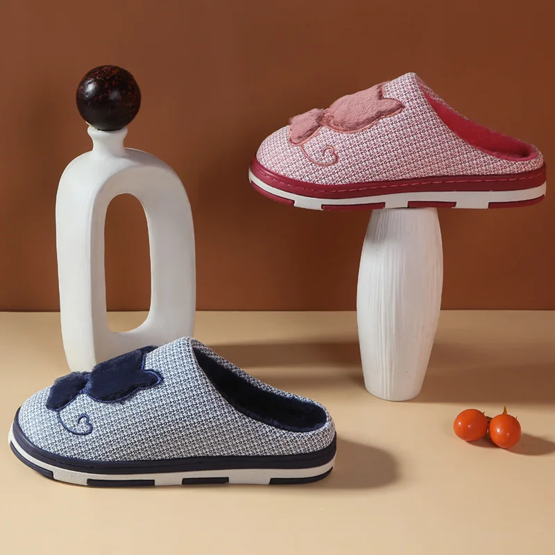 Зимние теплые домашние тапочки из хлопка для девочек Домашние Нескользящие