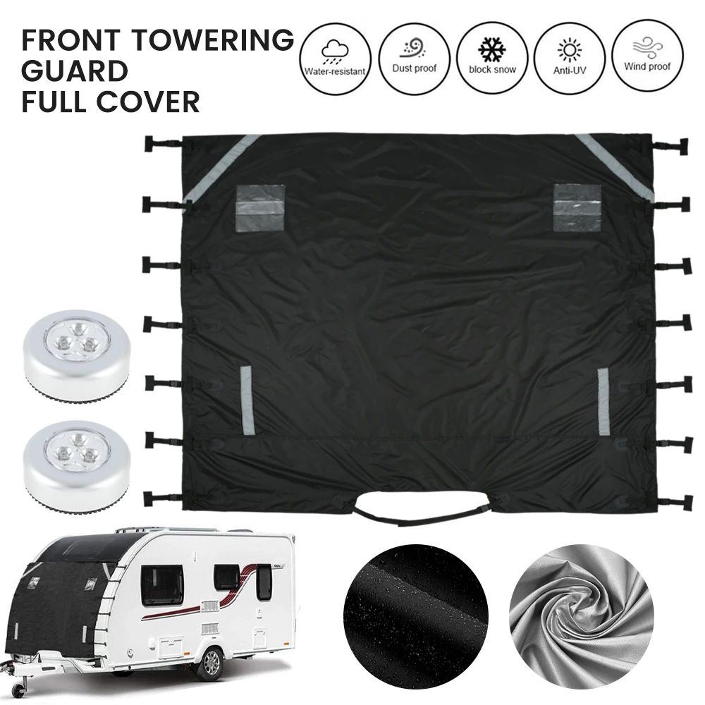 

Waterproof RV Caravan Towing Cover Universal Motorhome Protective Front Cover With LED Lights Dustproof Auto RV Accessories