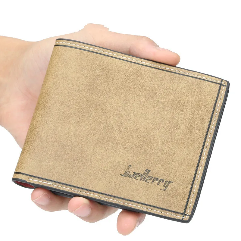 Classic New Men's Leisure Fashion horizontal style simple short Wallet