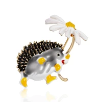 rinhoo cute hedgehog brooch for women 3 colors lovely daisy pet animal pin fashion lapel pins kids brooches jewelry gift
