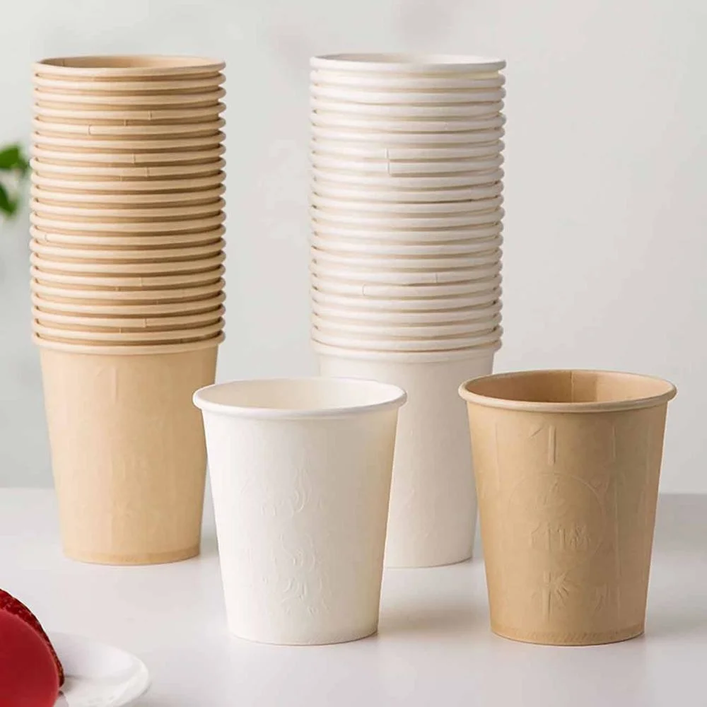 

SHZQ 40Pcs Natural Bamboo Fiber Paper Disposable Cups Wedding Birthday Party Juice Tea Coffee Cup Tableware Stand Hot Eco-friend