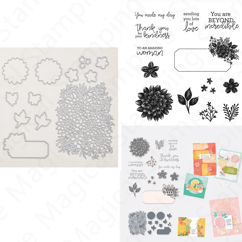 

DAHLIA DAYS Pattern Metal Cutting Dies and Clear Stamps For Decoration Crafts Making Greeting Card Scrapbooking 2022 New Arrival