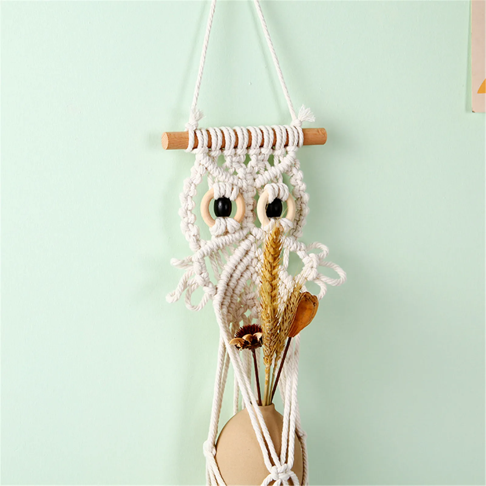 

Cotton Hand-woven Tapestry Owls Planter Baskets Macrame Wall Hanging Plant Hangers Flowerpot Net Wall Home Decoration Tapestry