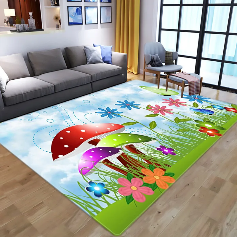 

Fashion animation butterfly printing 3D carpet children's room decoration area carpet children's game tent baby crawling carpet