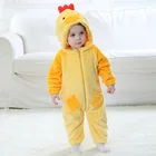 Пижама-кигуруми детская, желтый, с принтом цыпленка, зимний комбинезон с капюшоном, комбинезоны для новорожденных