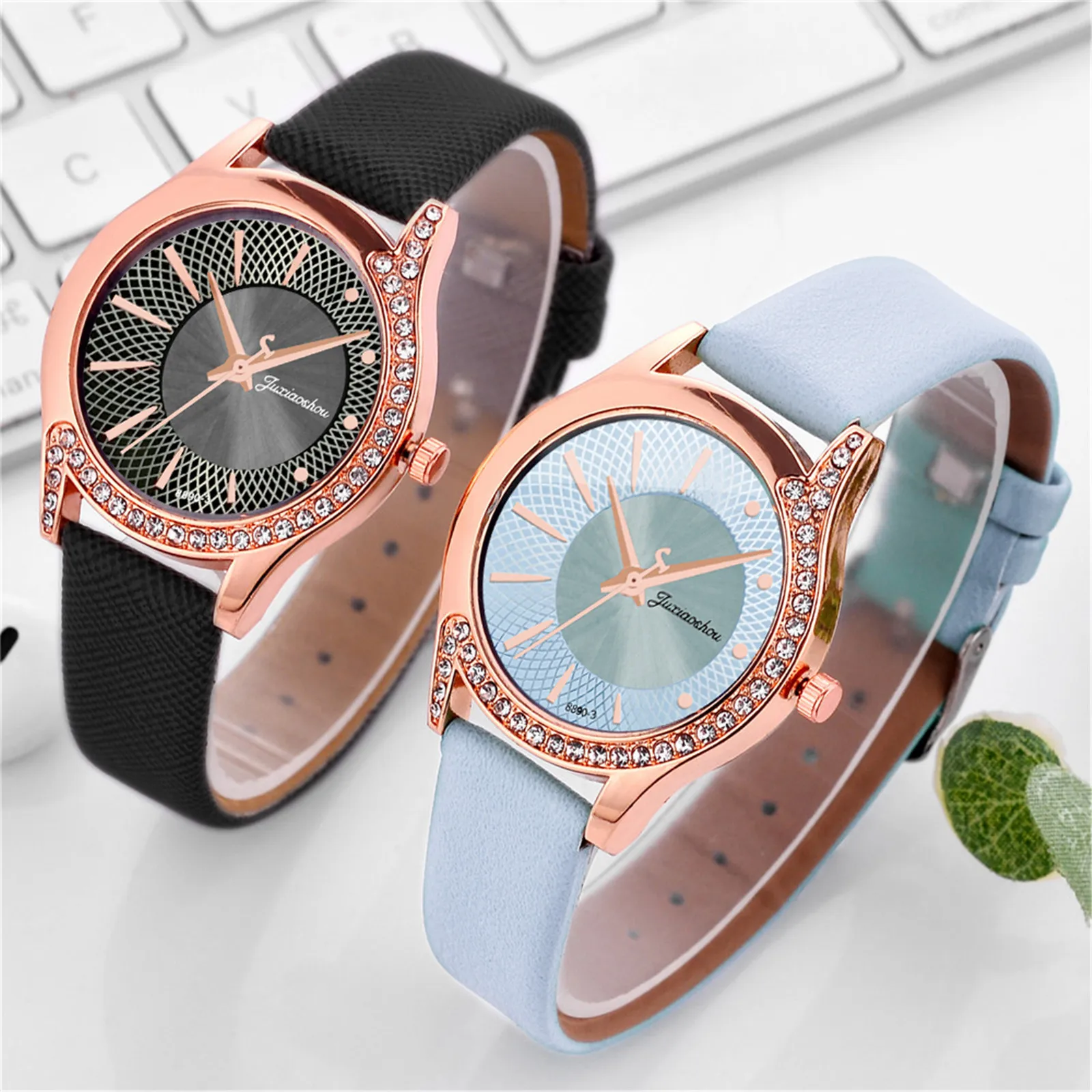 Montre Femme Модные Стразы часы из нержавеющей стали с кожаным ремешком наручные на