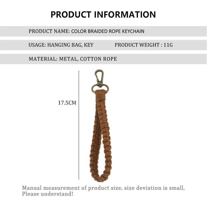 Personality braided rope keychain pendant charm lady handbag pendant mobile phone lanyard car decoration jewelry gift