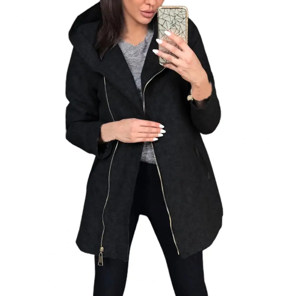 Женские толстовки с боковой молнией однотонная осенне-зимняя длинная