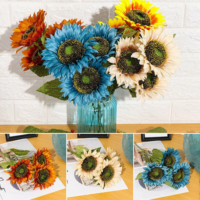 

Artificial Flower Fake Sunflower Bouquet Wedding Home Party Decoration HANW88
