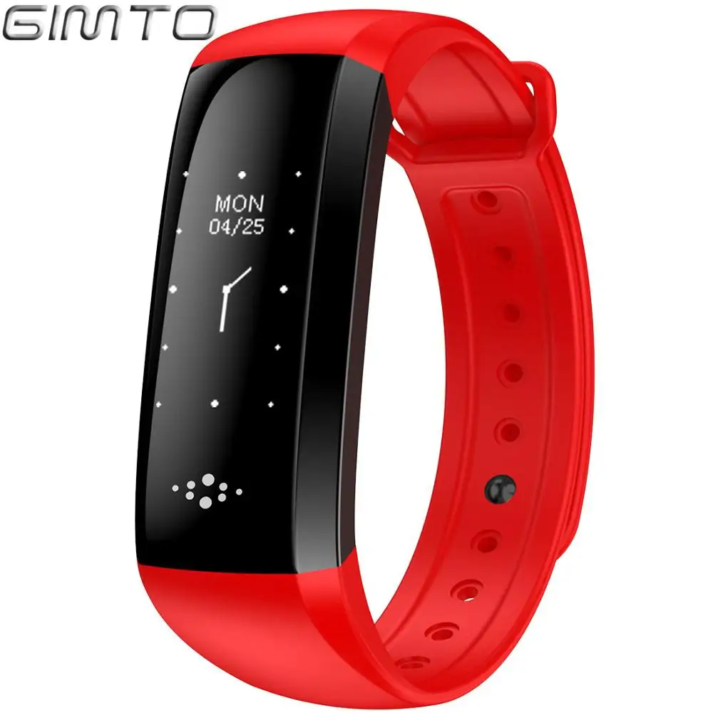 GM802Red GIMTO, крутые спортивные мужские и женские Смарт-часы, браслет, пульсометр, кровяное давление, кислородный мониторинг сна, светодиодный смарт-часы для Android iOS - Цвет: GM802Red