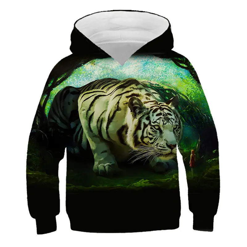 

4-14 Years Children Tiger Sweatershirt New Winter Clothes Boys Girls Cartoon Warm Tops Pullover Autumn Kids Animal Hooded