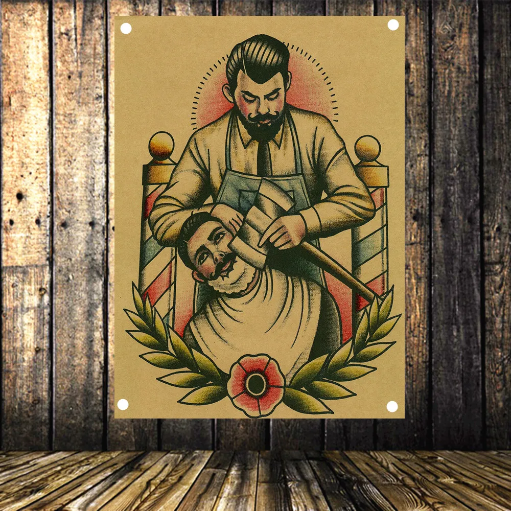 Голова ларда! Флаг для бритья бороды баннер гобелен тату-плакат старого