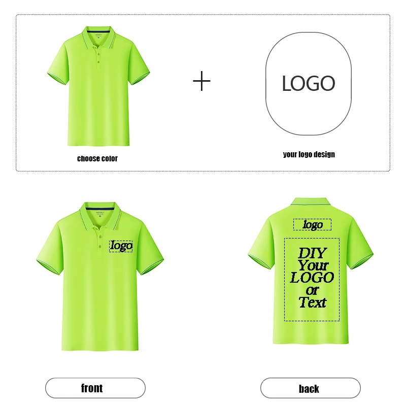 POLO shirt 8-color custom logo short-sleeved business sports and leisure all-match lapel printing DIY brand text | Мужская одежда