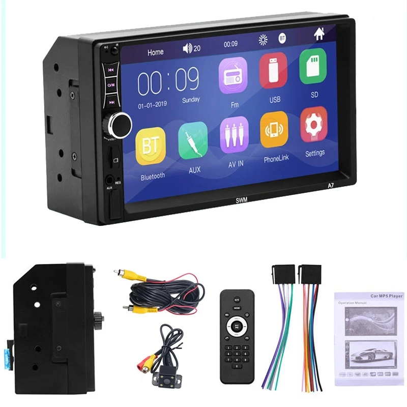 7 дюймов двойной DIN автомобильный стерео проигрыватель с Bluetooth A7 Пресс Экран DVD