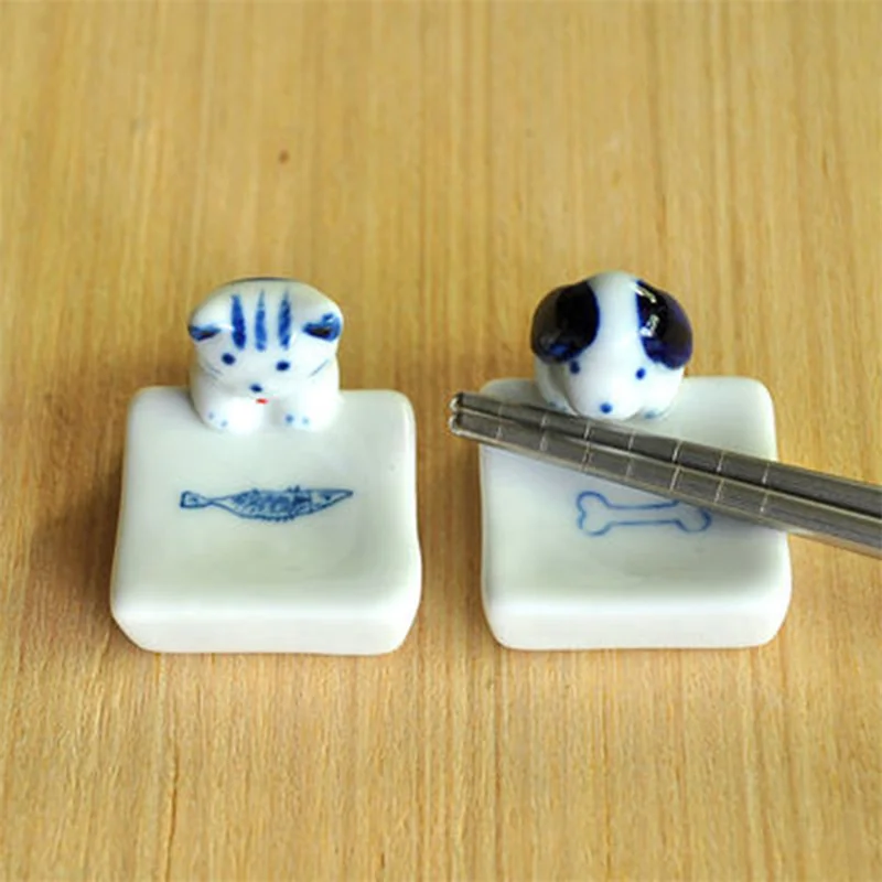 

Japanese Style Ceramic Crafts Chopstick Rest Exquisite Chopstick Holder Creative Animal Cat And Dog Small Ornaments Holder
