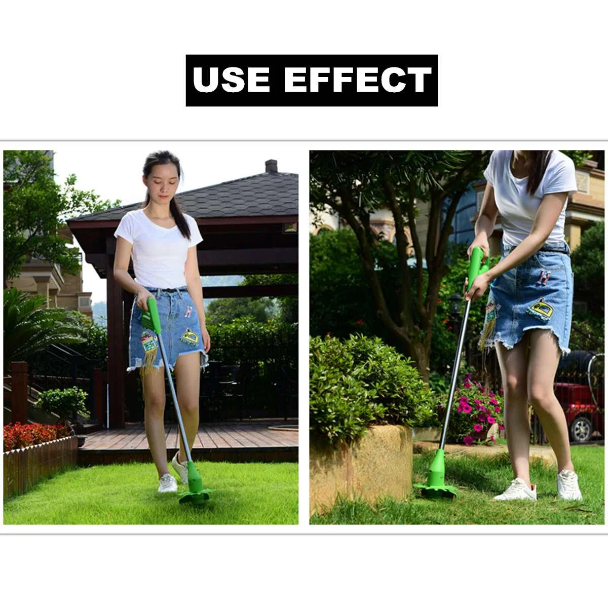 

Portable Cordless Grass Edge Trimmer Electric Lawn Mower Stainless Steel Battery Handheld Cutter Head Rounded Garden Tool