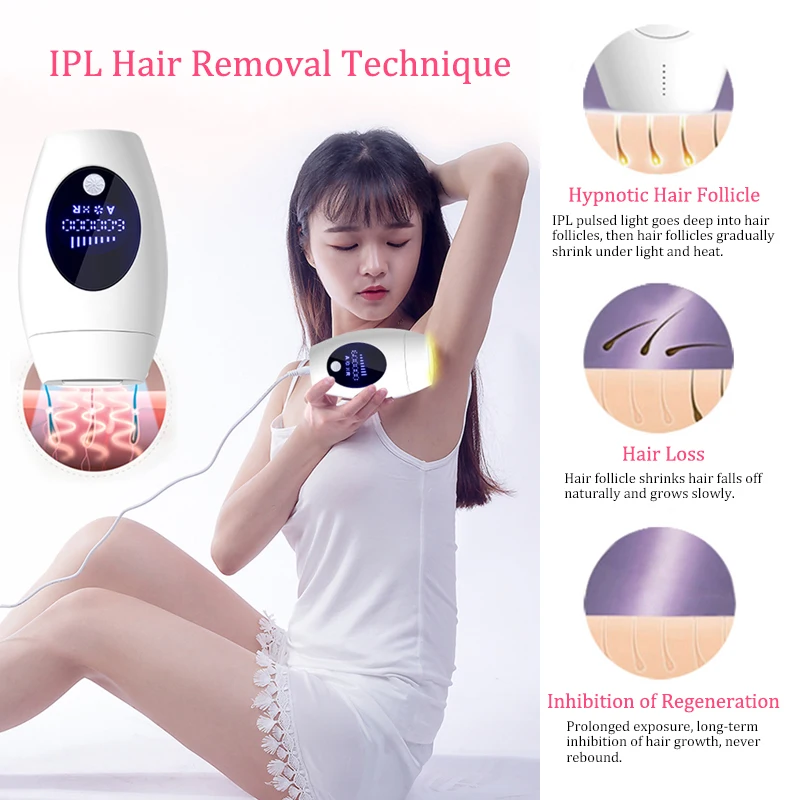 Профессиональный IPL лазер для эпиляции депилятор лазерный с ЖК дисплеем 600000