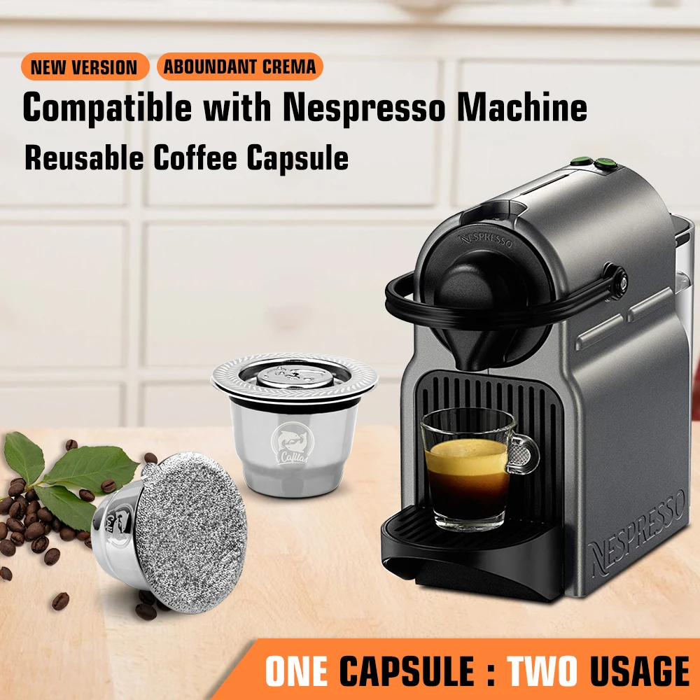 2 использования русскоязычная заправка кофе капсулы для Nespresso фильтр Pod кофе машина с одноразовыми фольгами уплотнения и нержавеющая сталь губ