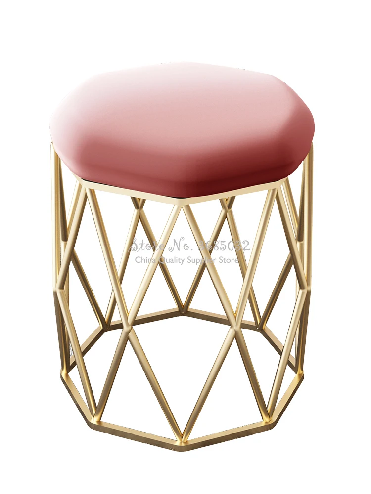 Роскошный стул для макияжа Туалетные табуреты с золотыми железными ножками