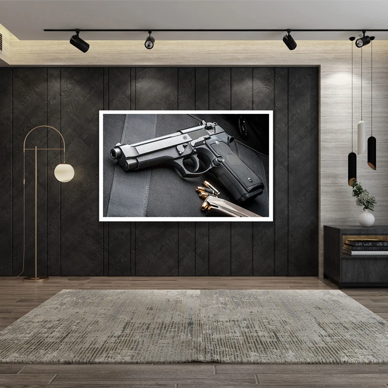 Современная HD печатная Картина на холсте с черным пистолетом в скандинавском