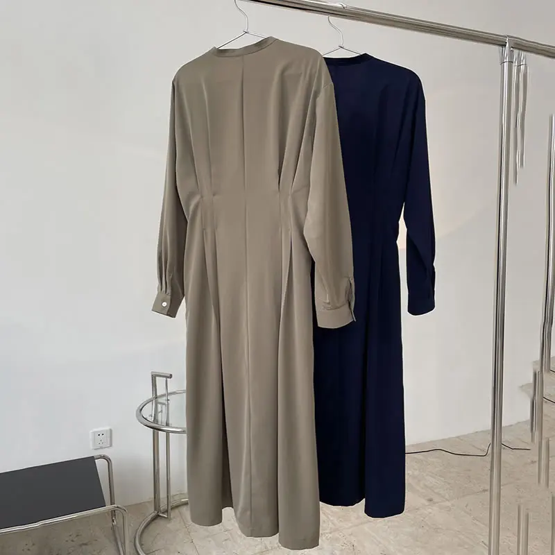 

XITAO Patchwork Drawstring Waist Solid Dress Women 2021 Spring Casual Fashion Style Temperament All Match Women Clothes ZY4947