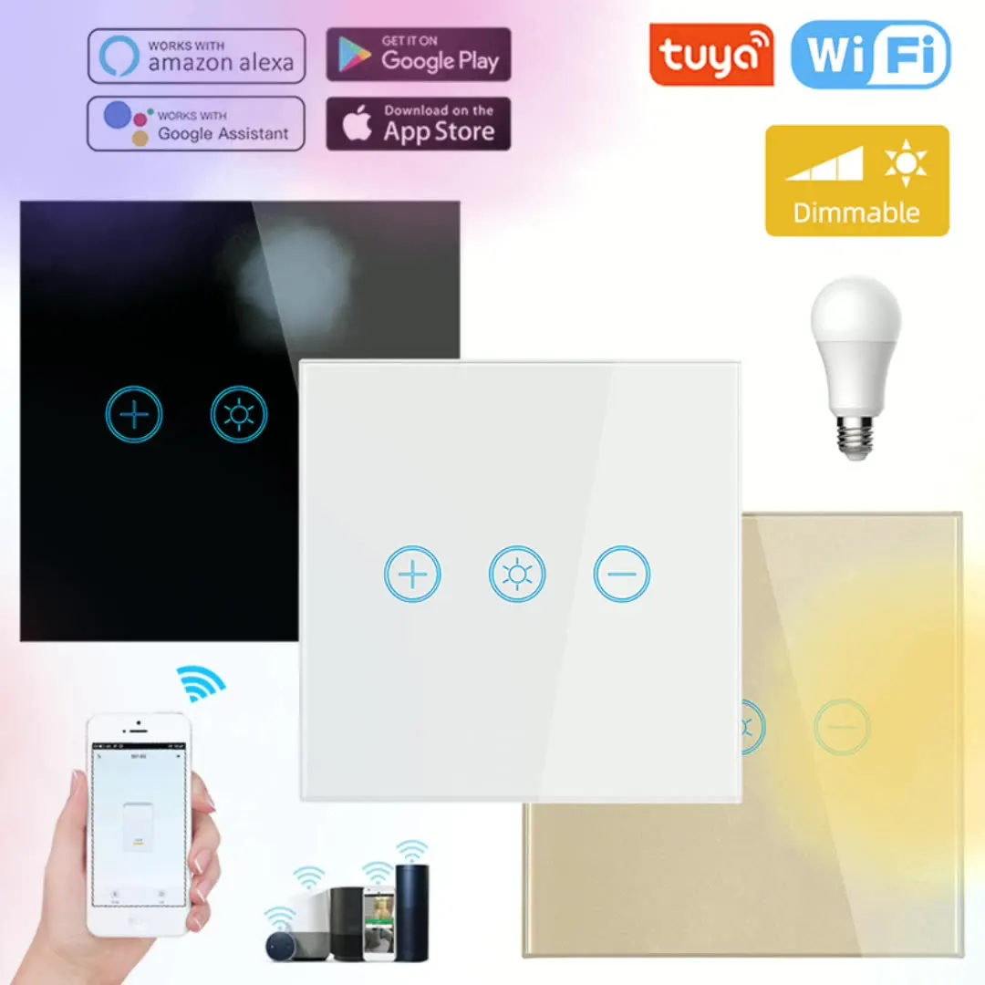 

Neutral smart touch switch dimmer for use with Tuya gateway