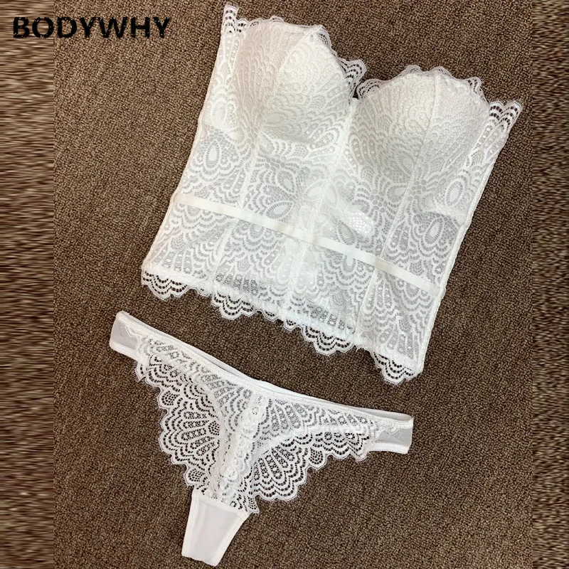 Women Lace Bra Set Backless Bra and Panty Set Push Up Deep V Underwear Brief Set Lingerie 3 Colors Sexy Elegant Fashion Beauty