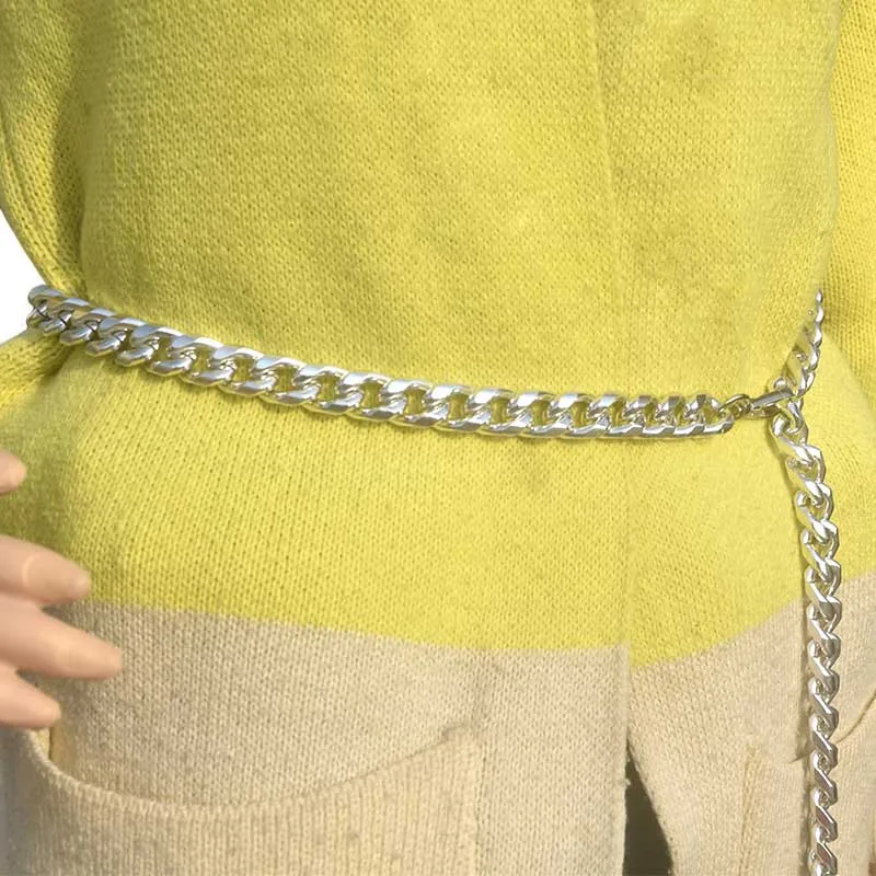 Girls Metal Waist Chain Gold Plated Ceinture Decoration Belts for Women Dresses Metal Chain Designer Belt