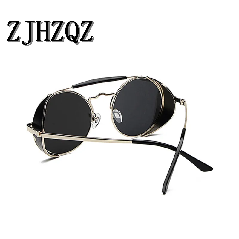 

Fashion Steampunk Polarized Sunglasses Vintage Retro Mirrors Glasses Round Punk Cyber Double Bridge Frame Goggles For Men/Women