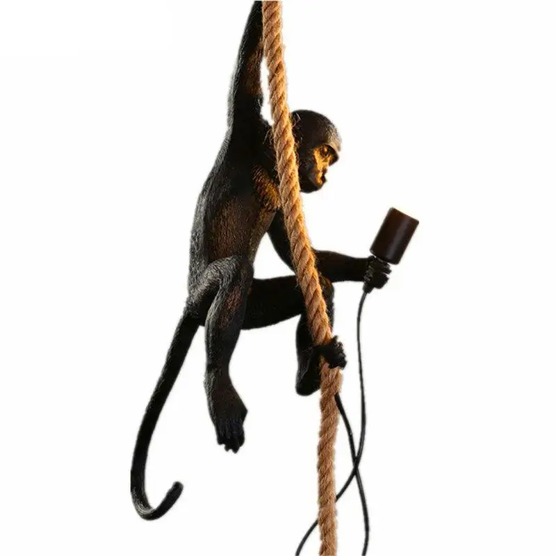 

Vintage Resin Monkey Lamp LED Pendant Lights E27 Hemp Rope Lamp Modern Product Hanging Lamps Indoor Lighting Lotf Light Fixtures