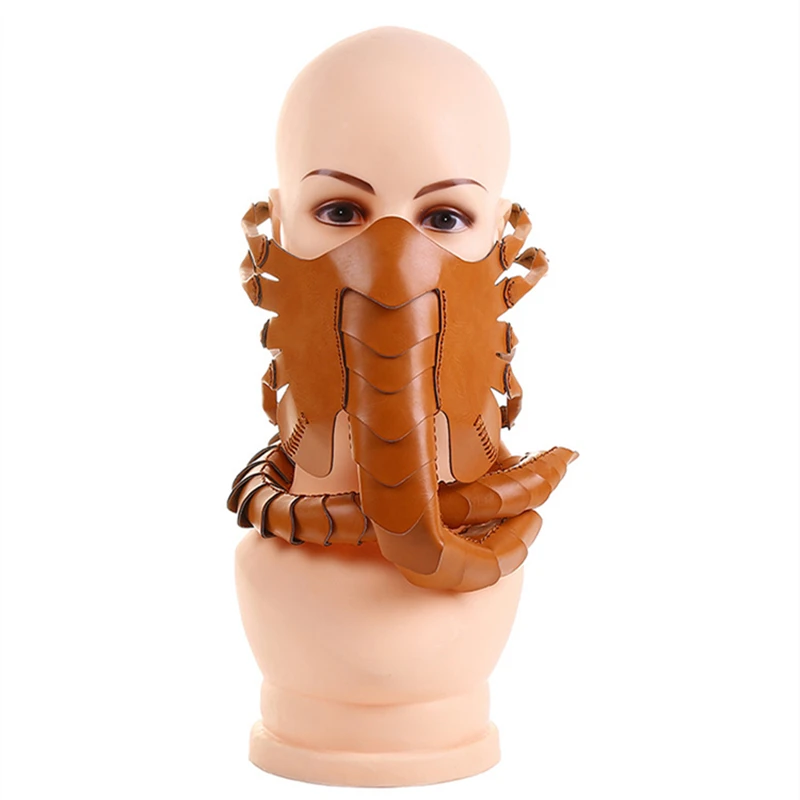 Маска на лицо для косплея из искусственной кожи реквизит в виде скорпиона