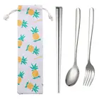 Набор столовых приборов из нержавеющей стали, 5 шт.набор, гальванизированные ложкивилкиножи, для путешествийпикника, столовые приборы кухонные принадлежности