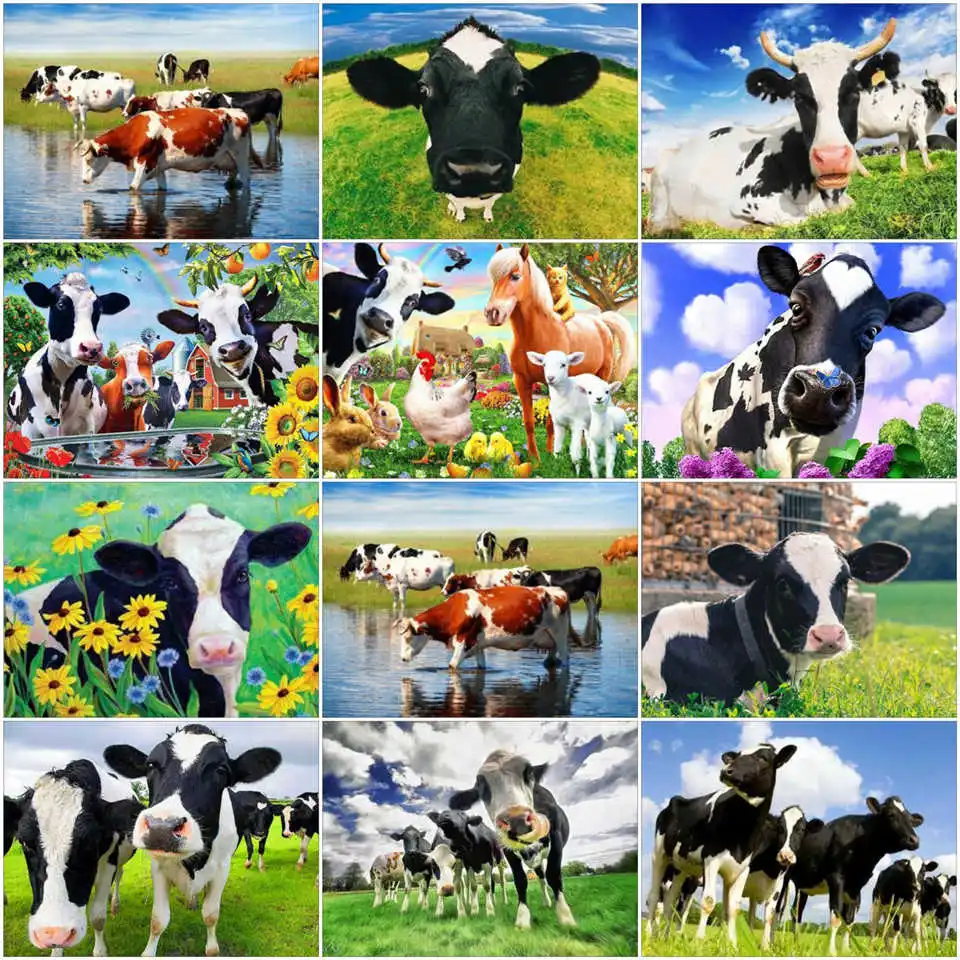 

AZQSD Алмазная картина корова Вышивка крестом 5d Сделай Сам Алмазная вышивка животное подарок домашний декор Ручная работа полностью квадратн...