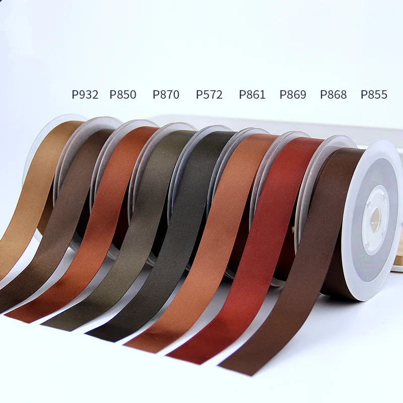 

6/9/15/19/25/38/50mm100yards Double Face Satin Ribbon Coffee for Party Wedding Decora Handmade Rose Flowers Belt Top Quality