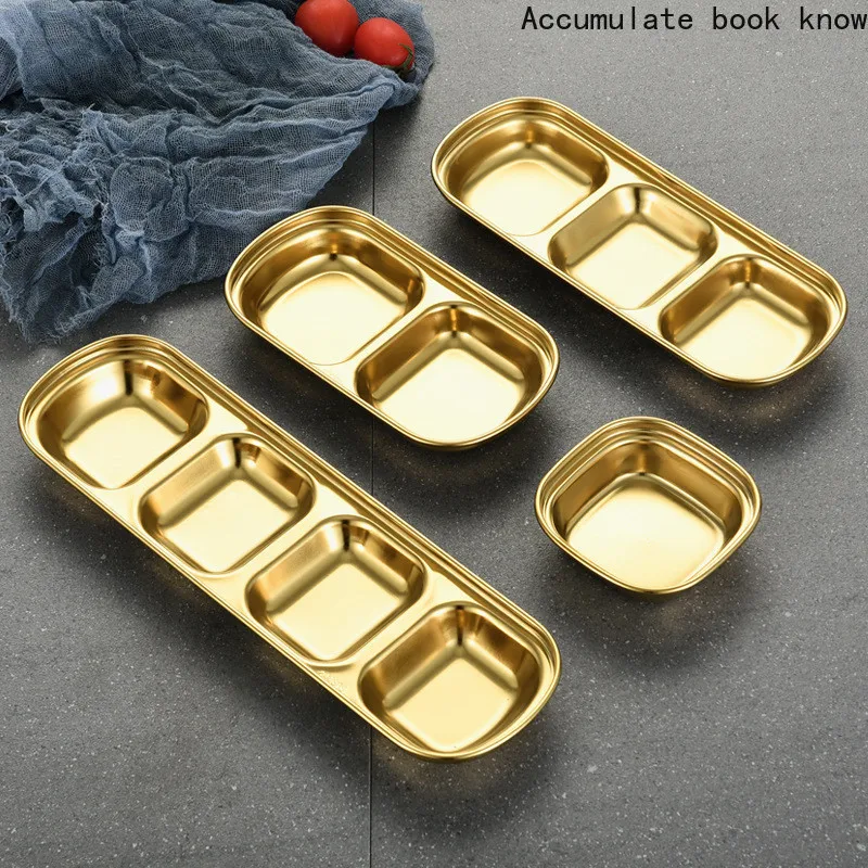 

Sauce Dish Stainless Steel Soy Tomato Sauce Salt Vinegar Sugar Spices Flavor Condiment Dip Bowls Korean BBQ Home Kitchen Plates