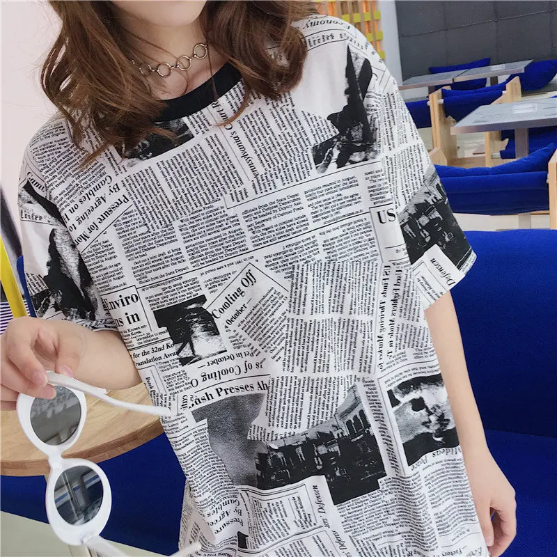 Винтажная свежая Мода 2019 повседневная простая Милая летняя футболка с принтом