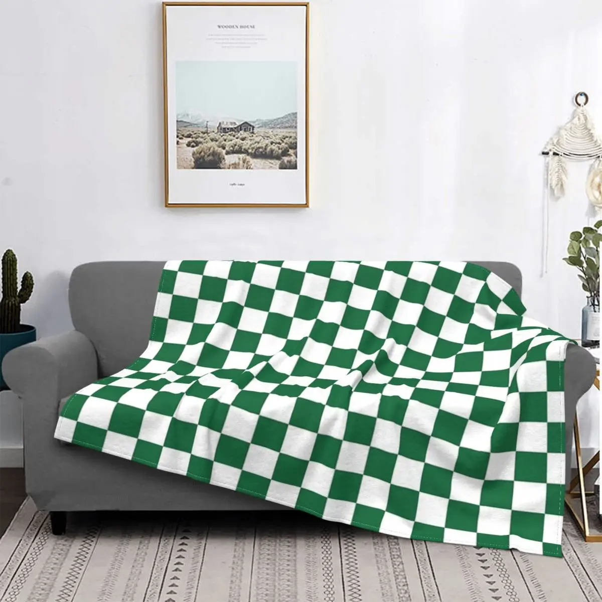 

Manta de cuadros blancos y cadmio verde, para cama colcha, Edredon a Куадрос, пикник, manta de picicnic, manta ponderada