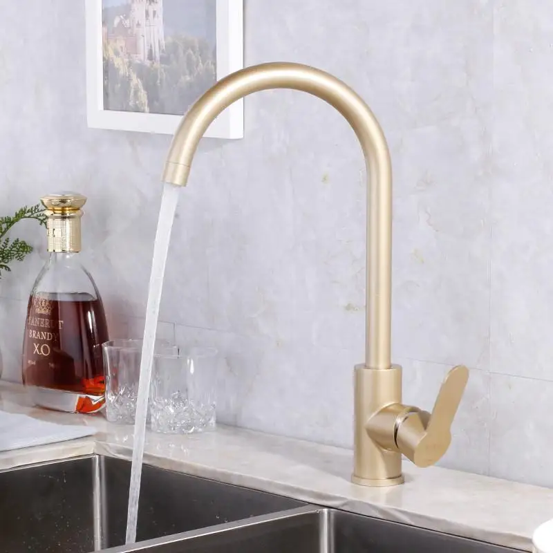 Роскошный Золотой кухонный кран Золотая латунь для смеситель холодной и горячей
