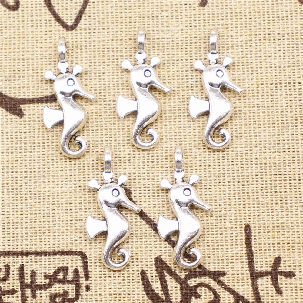 

Charm For Making Jewelry Pendants Antique Silver Color Hippocampus 27x11mm 5pcs