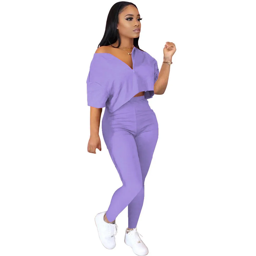 

Plus Size Casual Two Piece Set Women Tracksuit Summer Clothes Short Sleeve Crop Top and Pants Lounge Wear Matching Sets Jogger