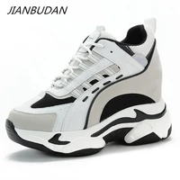 jianbudan new 2022 chunky sneaker womens spring autumn thick sole leather casual shoes height increasing women shoes sneaker