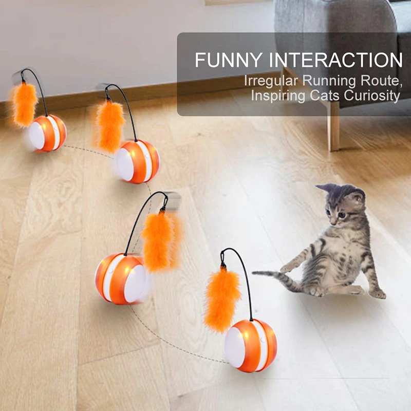 MESNUG Электрический катящийся Кот игрушечный мяч с пером автоматическое изменение