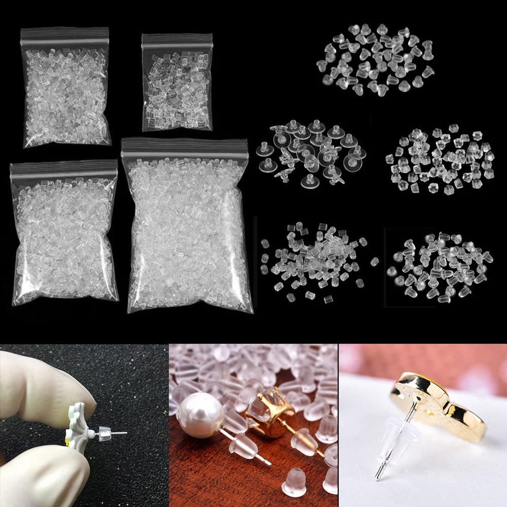 

200-2000pcs Soft Silicone Rubber Earring Back Stoppers Bullet Flower Ear Plug for Stud Earrings DIY Earring Findings Accessories
