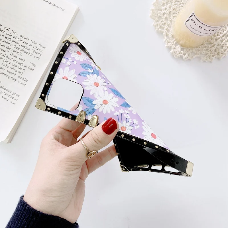 

Straight edge flower phone case For huawei MATE 30 20 X P40 P30 P20 PRO NOVA 6 5 4 3i Ring bracket square phone back cover capa