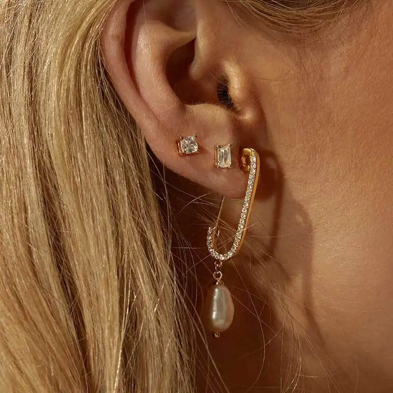 Новинка зимы 2019 элегантные женские серьги гвоздики с кристаллами и жемчугом