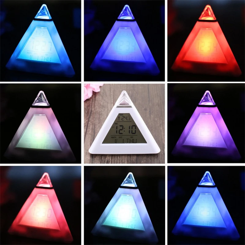 Электронные часы-будильник со светодиодной подсветкой 7 цветов | Дом и сад