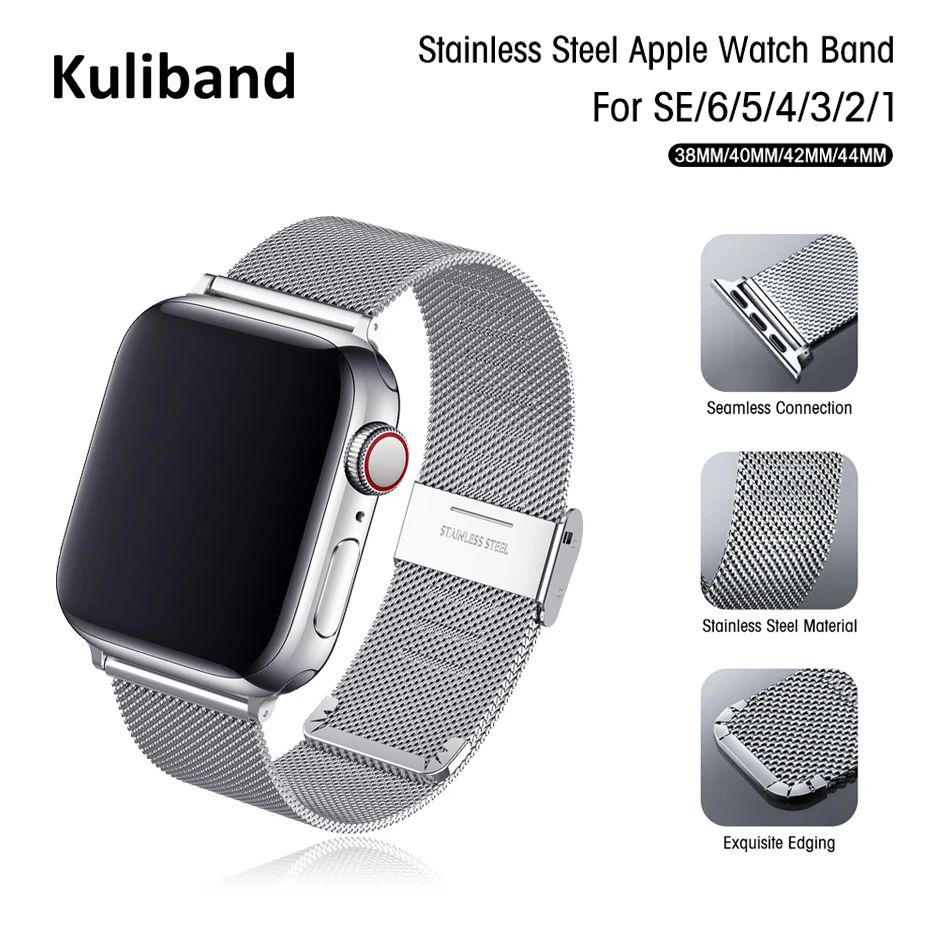 

Milanese Strap for Apple Watch SE/6/5/4/3/2/1 38mm 40mm Stainless Steel Watch Band for iWatch 6/5 42MM 44MM Loop Bracelet Correa