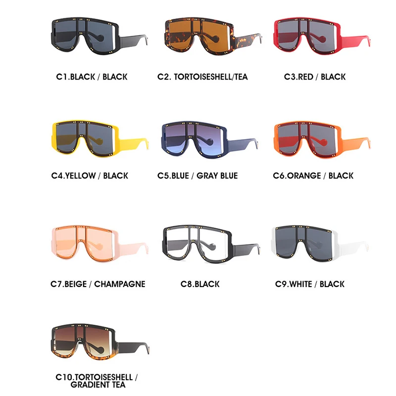 

2021 Vintage Oversized Square Sunglasses Women Men Fashion Luxury Brand Designer Big Frame Travel Rivet Punk Sun Glasses Shades